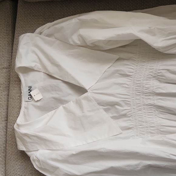 Ganni Cotton Poplin Smocked Mini Dress 38 - Picture 8 of 11